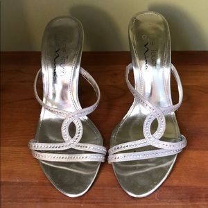Silver rhinestone slingback dress heels